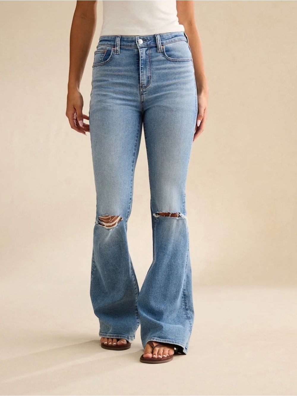 American Eagle Outfitters Light Blue High-Rise Flare Jeans